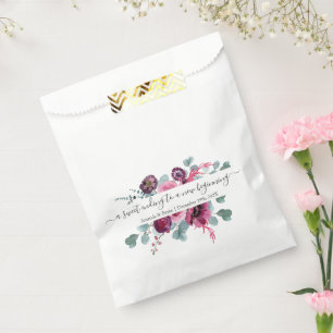 Burgundy flowers sweet Favour Box Bag