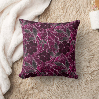 Burgundy flowers. throw pillow