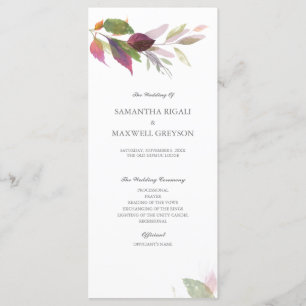 Burgundy Foliage Wedding Program