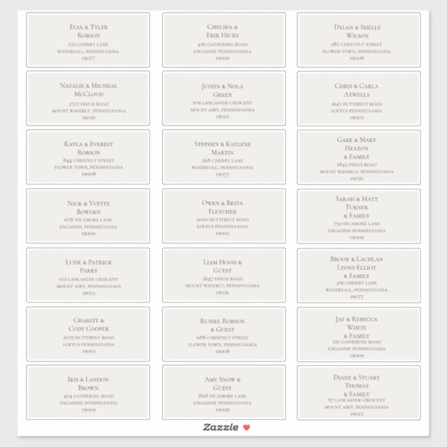 Burgundy Font | Beige Wedding Guest Address Labels (Sheet)