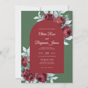 Burgundy Forest Antique Rose Wedding Invitation