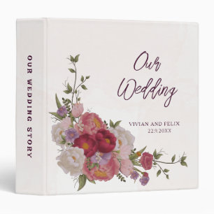 Burgundy Forest Floral Pattern Bridal Shower Binder