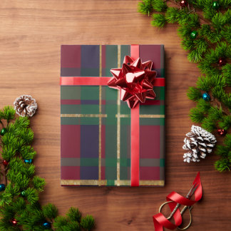 Burgundy Forest Green Tartan  Wrapping Paper