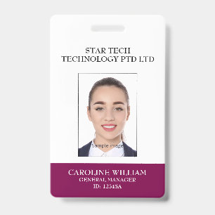 Burgundy Formal Professional Business Company Badge