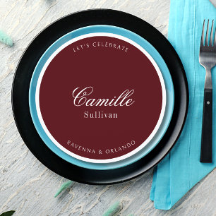 Burgundy Formal Round Wedding Guest Place Program