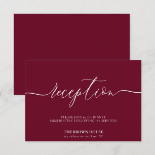 Burgundy Formal Wedding after dinner reception Invitation