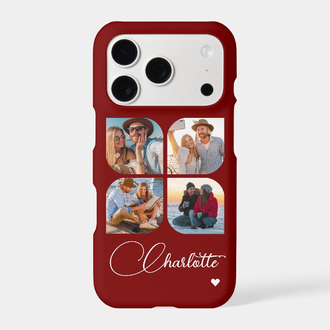 Burgundy Four Photo Personalized Name Gift (Back)