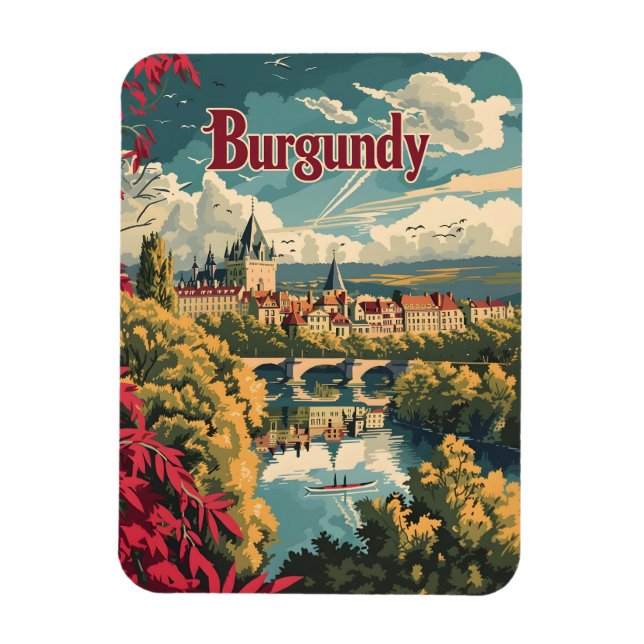 Burgundy France vintage art Magnet (Vertical)