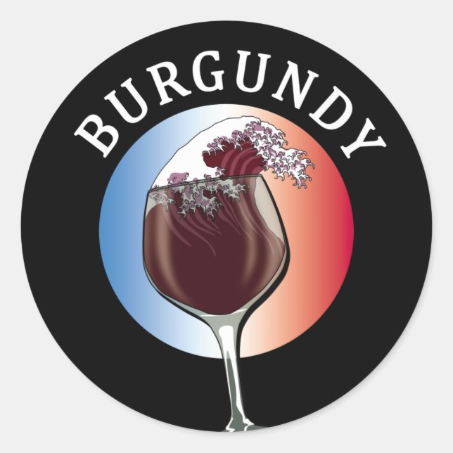 Burgundy French Wine Classic Round Sticker (Front)