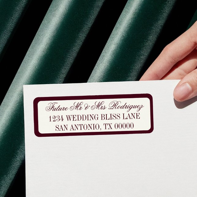 Burgundy Future Mr & Mrs Wedding Return Address (Créateur téléchargé)