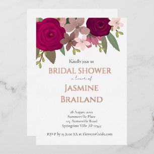 Burgundy Garden Flowers Bridal Shower