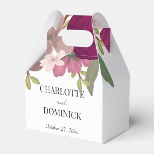 Burgundy Garden Flowers Wedding  Favor Box
