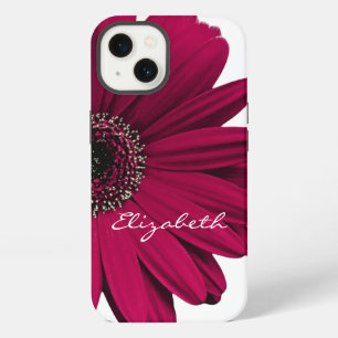 Burgundy Gerber Gerbera Daisy Personalized iPhone 13 Case