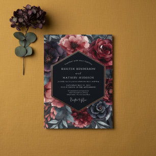 Burgundy Gilded Bloom Wedding Invitation