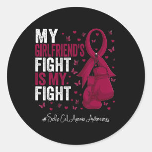 Burgundy Girlfriend Sickle Cell Anemia Awareness Classic Round Sticker