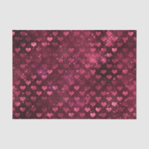 Burgundy Glam Foil Glitter Hearts Tissue Paper
