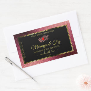 Burgundy Glitter Black Product Labels Cute Ladybug