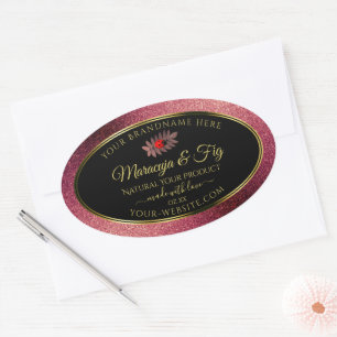 Burgundy Glitter Black Product Labels Cute Ladybug