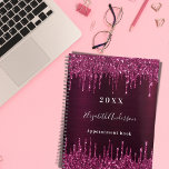 Burgundy glitter drips name glamourous 2024 planner<br><div class="desc">A deep burgundy gradient background decorated with faux glitter drips,  paint dripping look.  Personalize and add a year,  name and a title/text.</div>