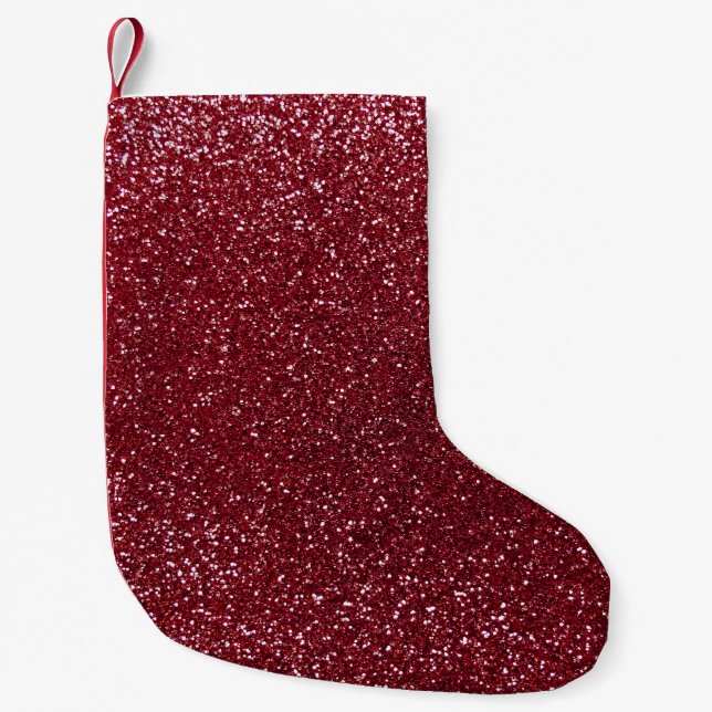 Burgundy glitter small christmas stocking (Front)