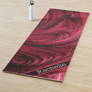 Burgundy Glitter Swirls Yoga Mat