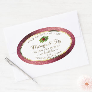 Burgundy Glitter White Product Labels Cute Ladybug