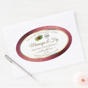 Burgundy Glitter White Product Labels Ladybug Logo