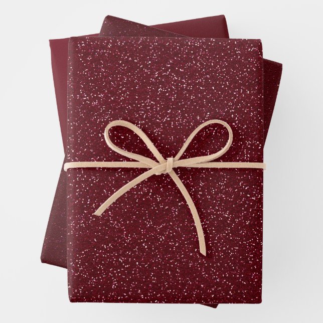 Burgundy Glitter Wrapping Paper Sheet (In situ)