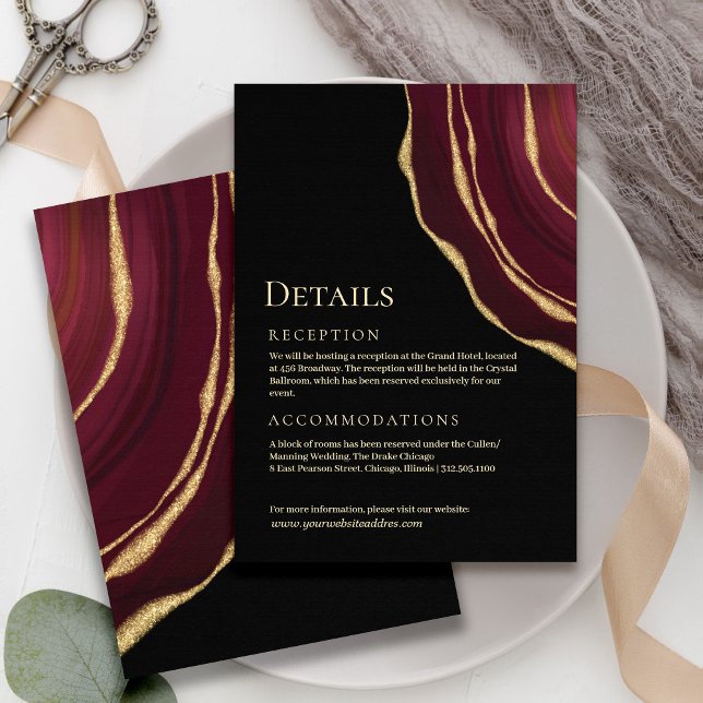 Burgundy gold agate black enclosure card (Creator Uploaded)