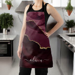 Burgundy Gold Agate Geode Gold Monogram Apron<br><div class="desc">Burgundy and Gold Foil Agate Geode Monogram Beautiful Elegant Script Name Apron. This makes the perfect sweet 16, 13th, 15th, 16th, 18th, 21st, 30th, 40th, 50th, 60th, 70th, 80th, 90th, 100th birthday, wedding, bridal shower, anniversary, baby shower, graduation or bachelorette party gift for someone decorating her room in modern trendy...</div>