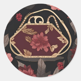 Burgundy Gold AI art  Classic Round Sticker