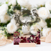 Burgundy Gold Alice in Wonderland Wedding