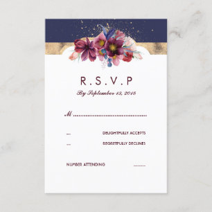 Burgundy Gold and Marsala Wedding RSVP Floral
