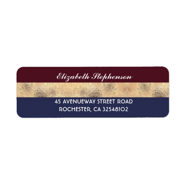 Burgundy Gold and Navy Stripes Modern Wedding (Front)