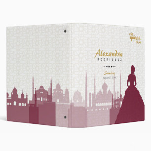 Burgundy & Gold Arabian Quinceañera 3 Ring Binder