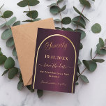 Burgundy gold arch 70th birthday save the date<br><div class="desc">A Save the Date card for a 70th birthday party.  A burgundy background,  decorated with a faux gold arch. Personalize and add a date and your name. The text: Seventy and Save the Date is written with a large trendy hand lettered style script.</div>