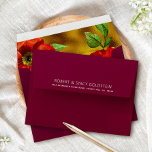 Burgundy Gold Bat Mitzvah Floral Watercolor Modern Envelope<br><div class="desc">Open up this burgundy envelope and you’ll find a surprise, graphic visual of a red floral watercolor against a background of gold faux foil. The outside back flap boasts a white, modern san serif typeface for the custom, pre-addressed, return address. Celebrate this milestone of your favourite Bat Mitzvah whenever you...</div>