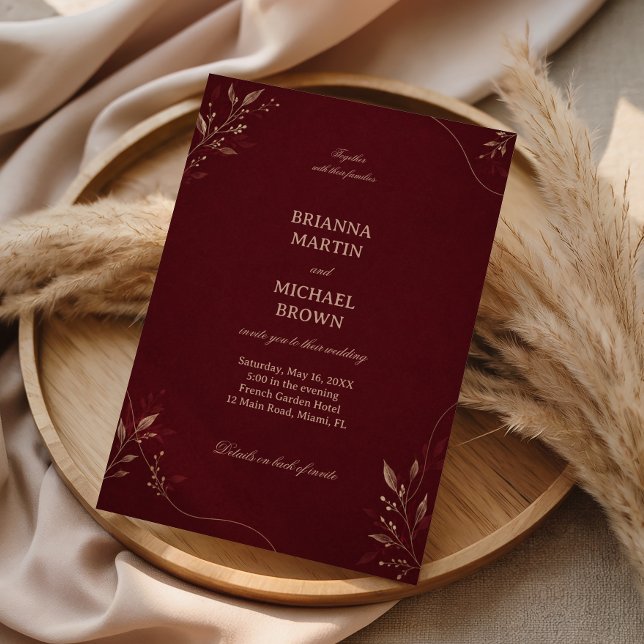 Burgundy Gold Botanical Invitation (Creator Uploaded)
