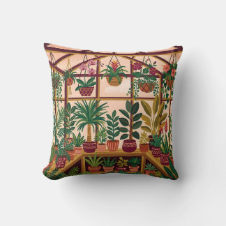 Burgundy Gold Botanical Throw Pillow