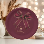 Burgundy Gold Bow Rocking Horse Luxury Birthday Paper Plate<br><div class="desc">Burgundy Gold Bow Rocking Horse Luxury Birthday Paper Plates
Matching items available.</div>