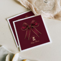 Burgundy Gold Bow Teddy Bear Luxury Baby Shower