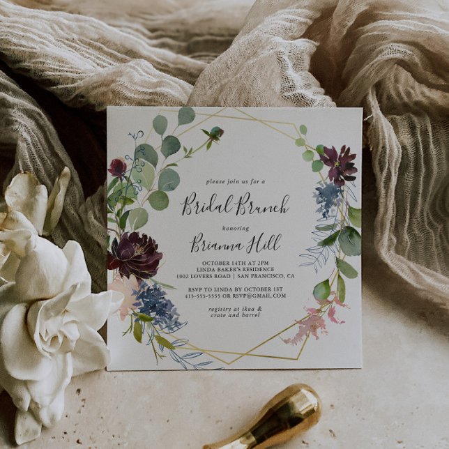 Burgundy Gold Bridal Brunch Bridal Shower Invitation (Creator Uploaded)