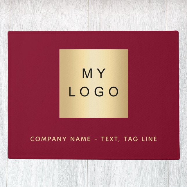 Burgundy gold business logo doormat (Creator Uploaded)