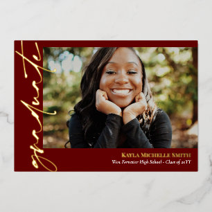 Burgundy Gold Calligraphy Photo Graduation