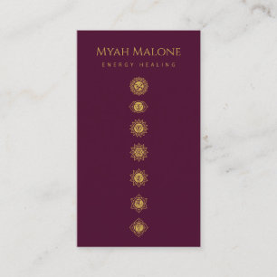 burgundy & Gold Chakra Energy Healer  Business Card