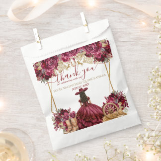 Burgundy Gold Charra Quinceanera Cowboy Boots Favour Bag