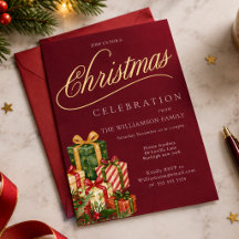 Burgundy Gold Christmas Family Celebration