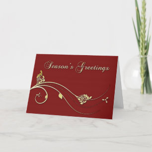 Burgundy Gold Christmas Greeting Holiday Card