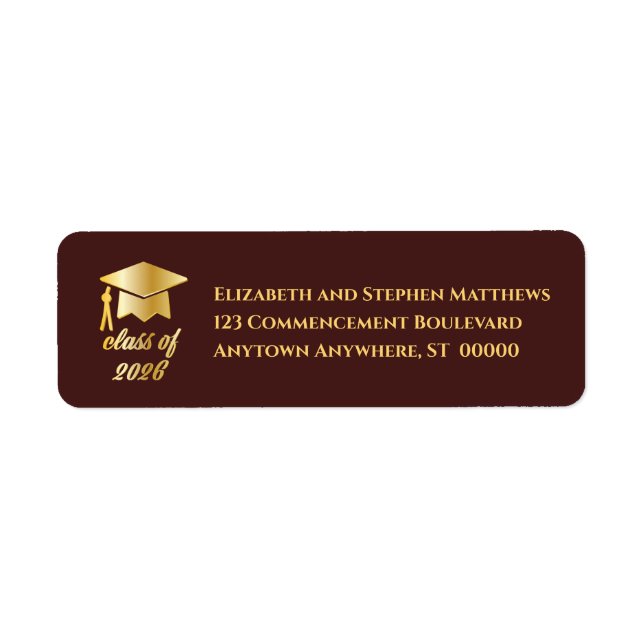 Burgundy | Gold Class of 2026 Graduation Cap Label (Devant)