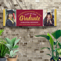 Burgundy & Gold Congrats Grad Two Photo Graduation
